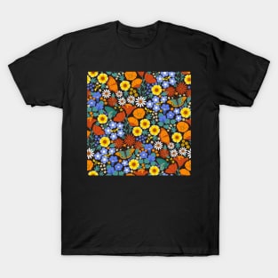 California Wildflowers in 1970s palette T-Shirt